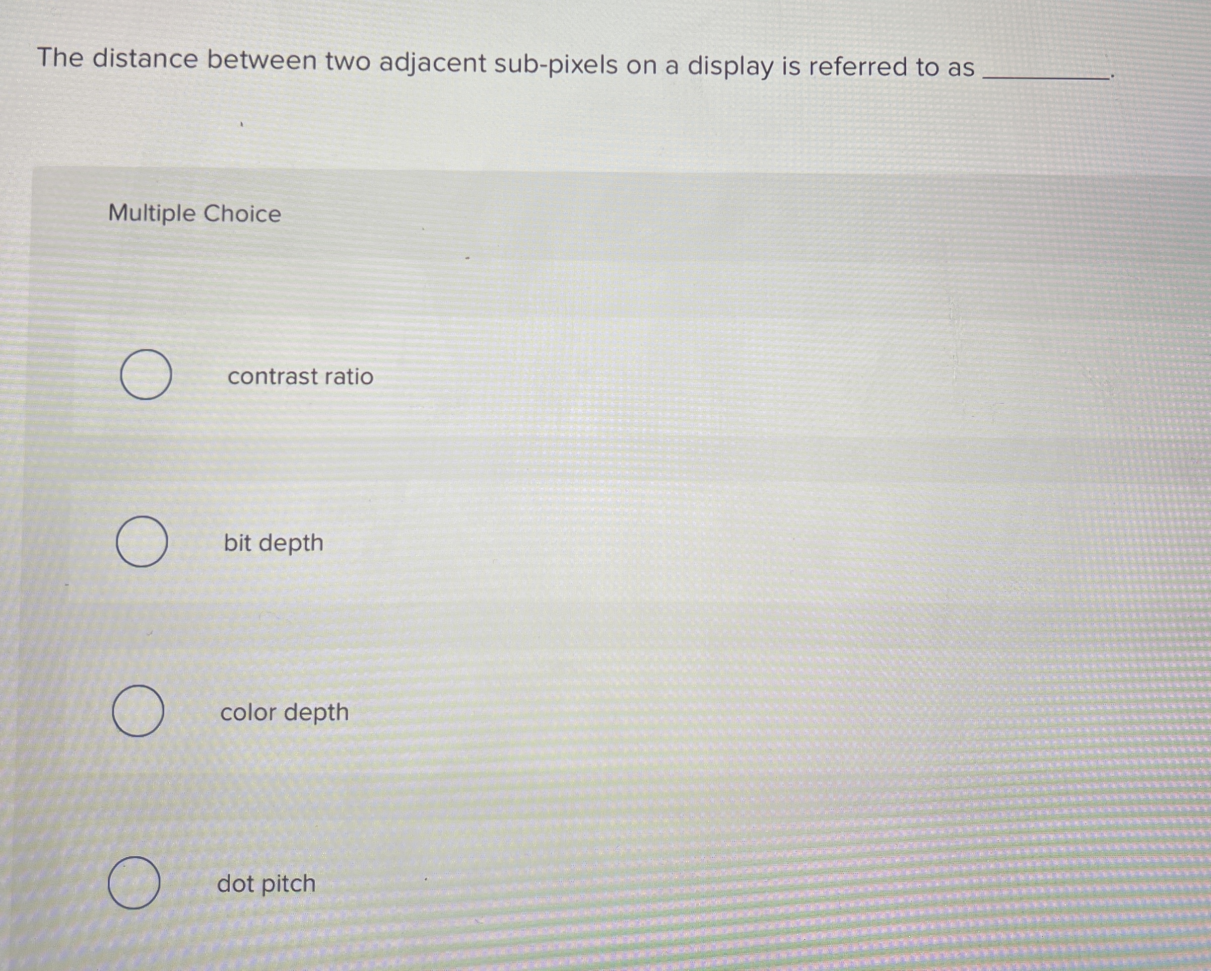 The distance between two adjacent sub - pixels on