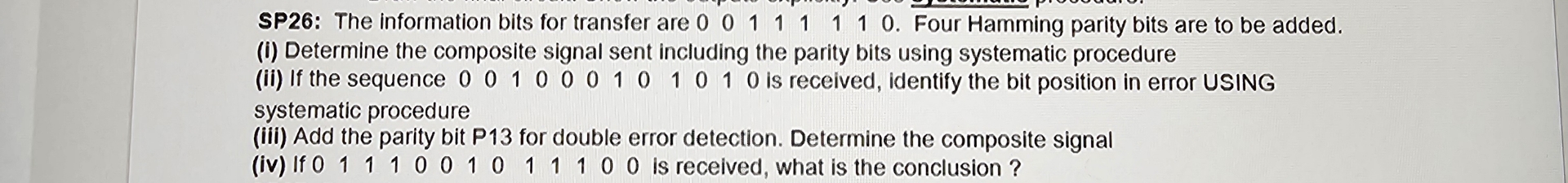 SP 2 6 : The information bits for transfer are 0