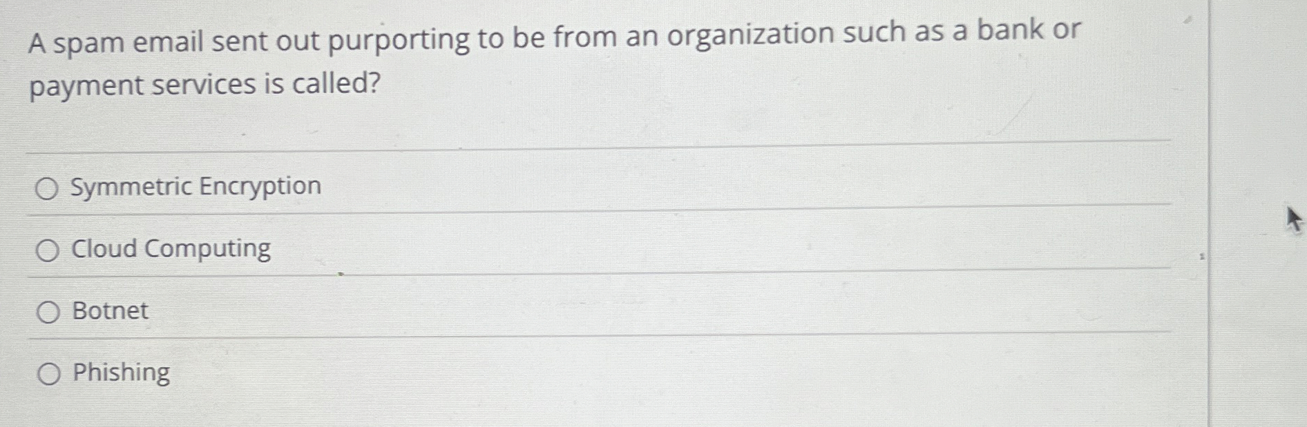 A spam email sent out purporting to be from an