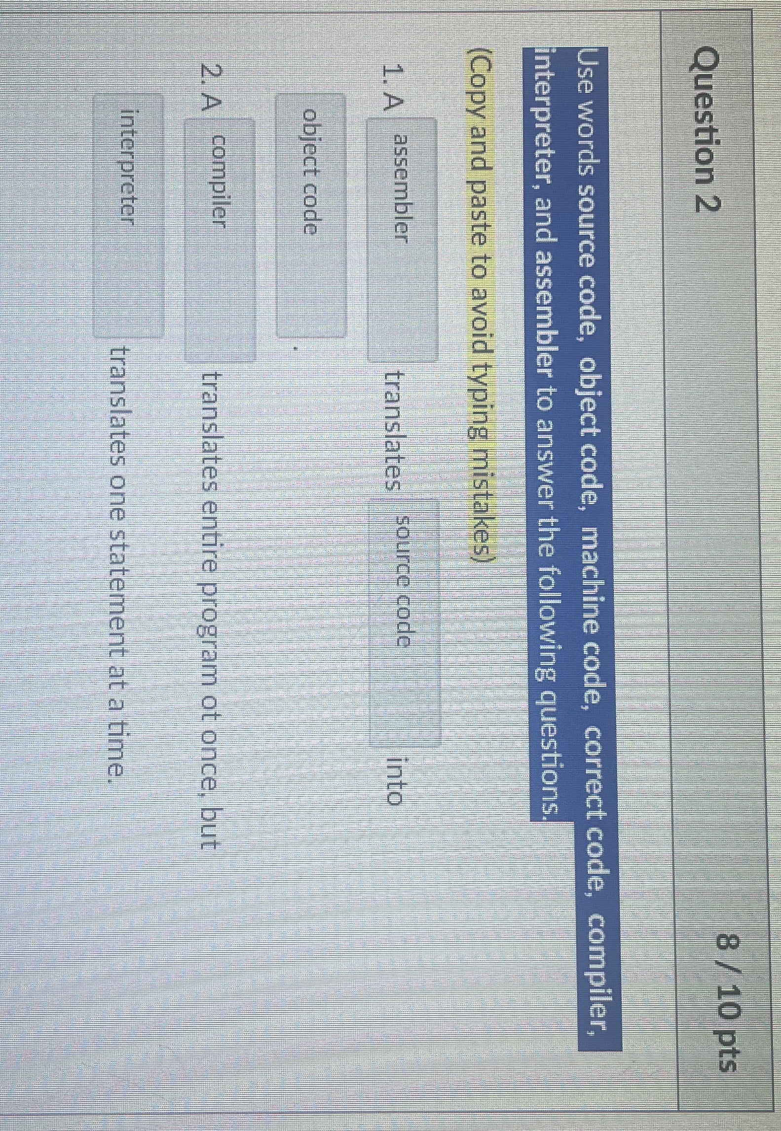 UUse words source code, object code, machine