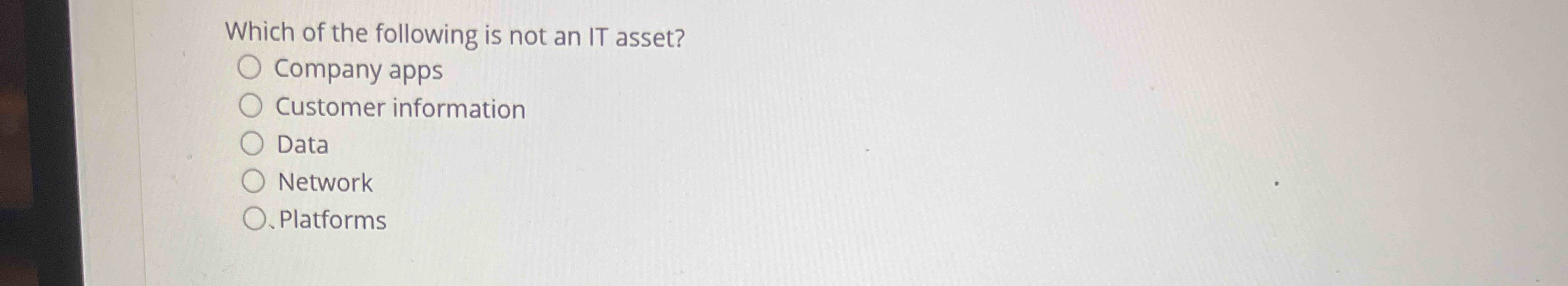 Which of the following is not an IT asset?Company