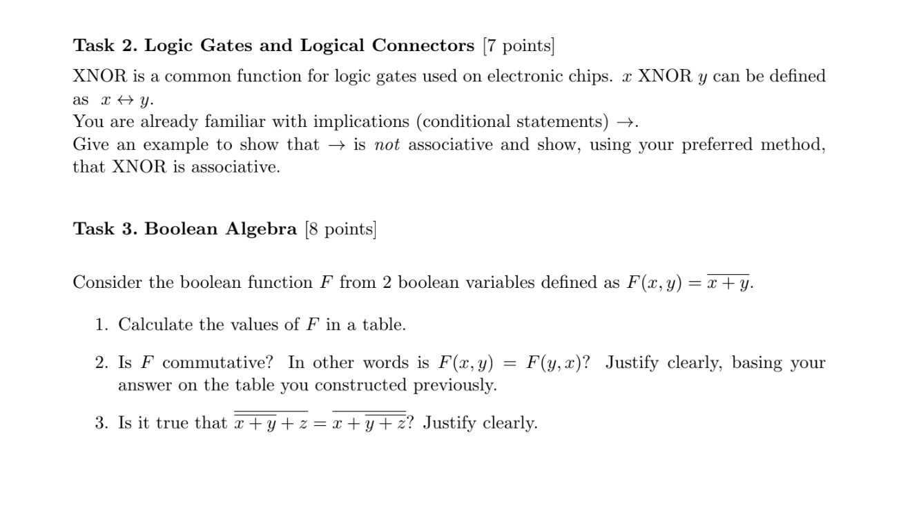 Consider the boolean function F from 2 boolean