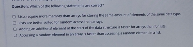 Question: Which of the following statements are