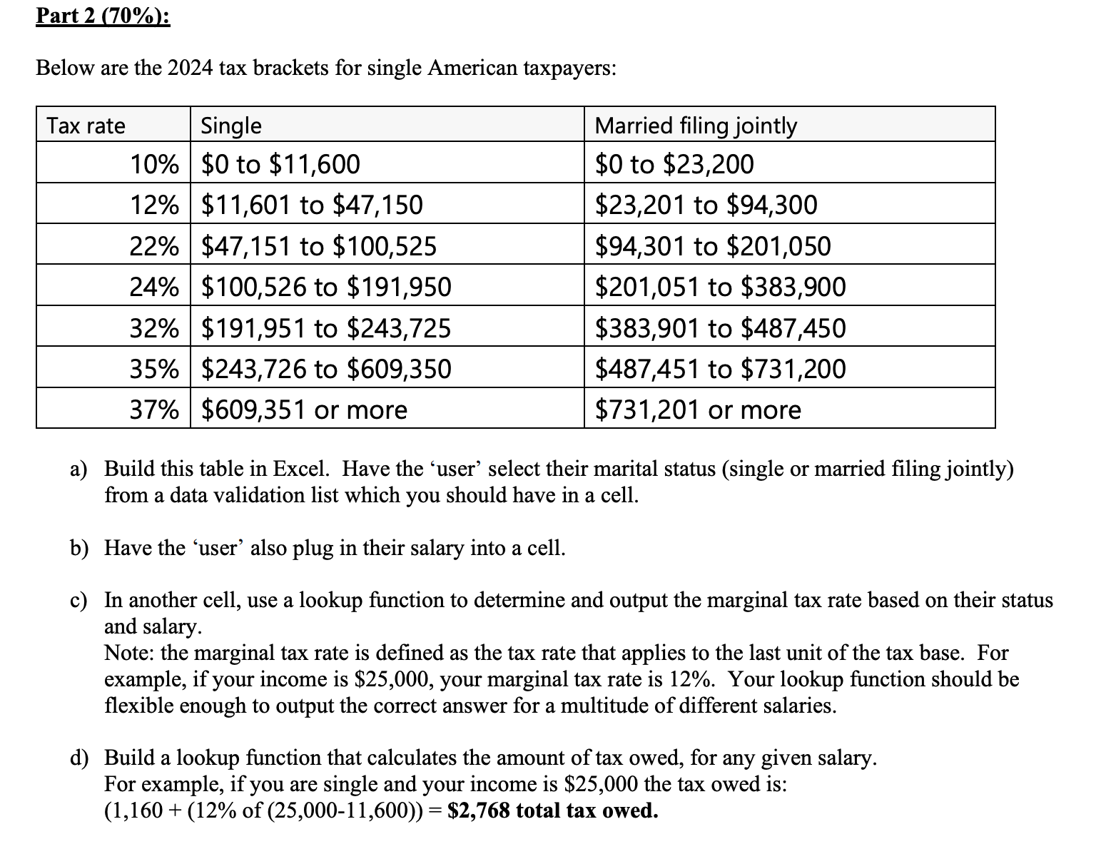 Part 2 ( 7 0 % ) : Below are the 2 0 2 4 tax