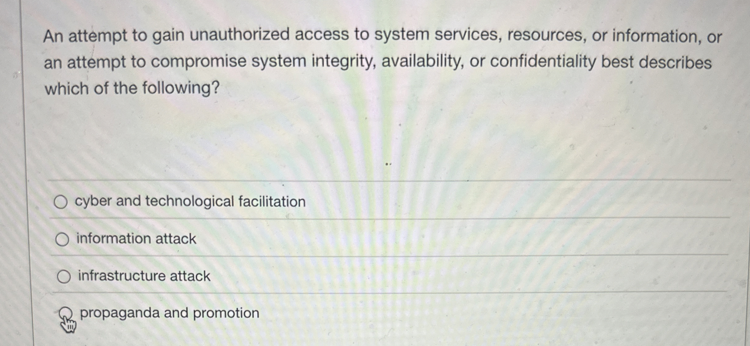 An attempt to gain unauthorized access to system