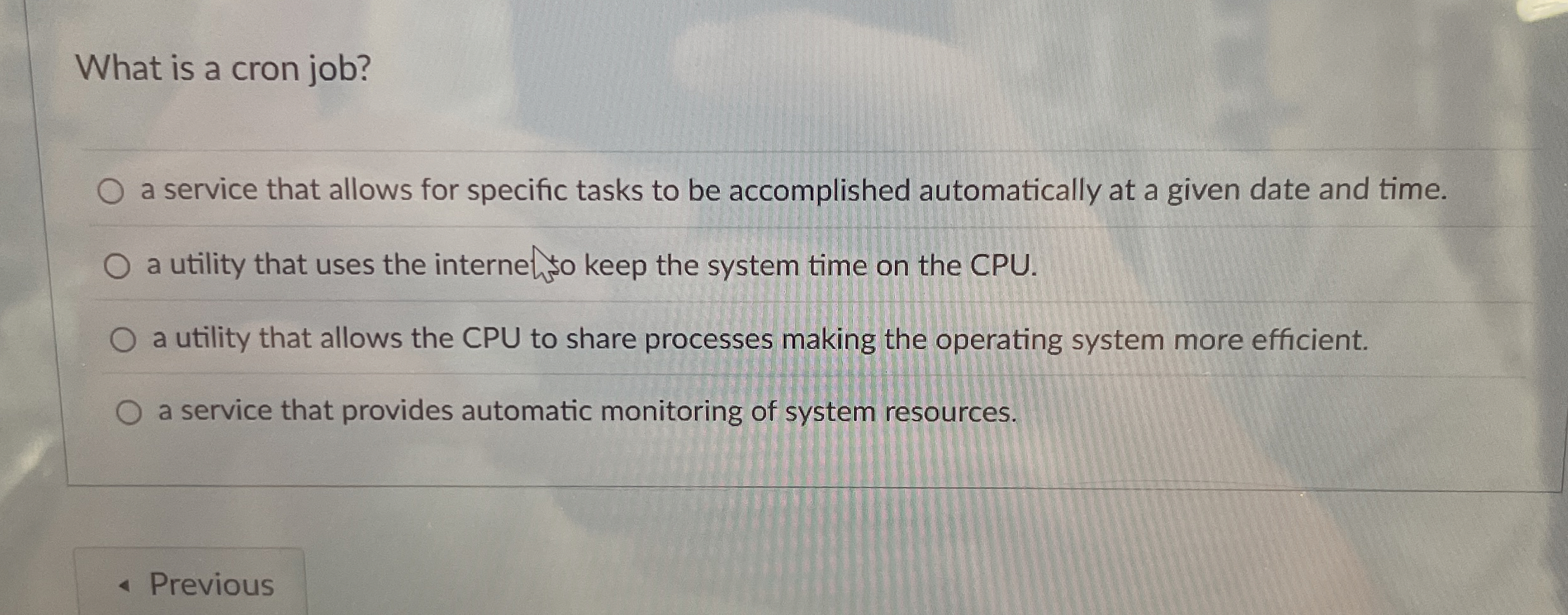 What is a cron job? a service that allows for