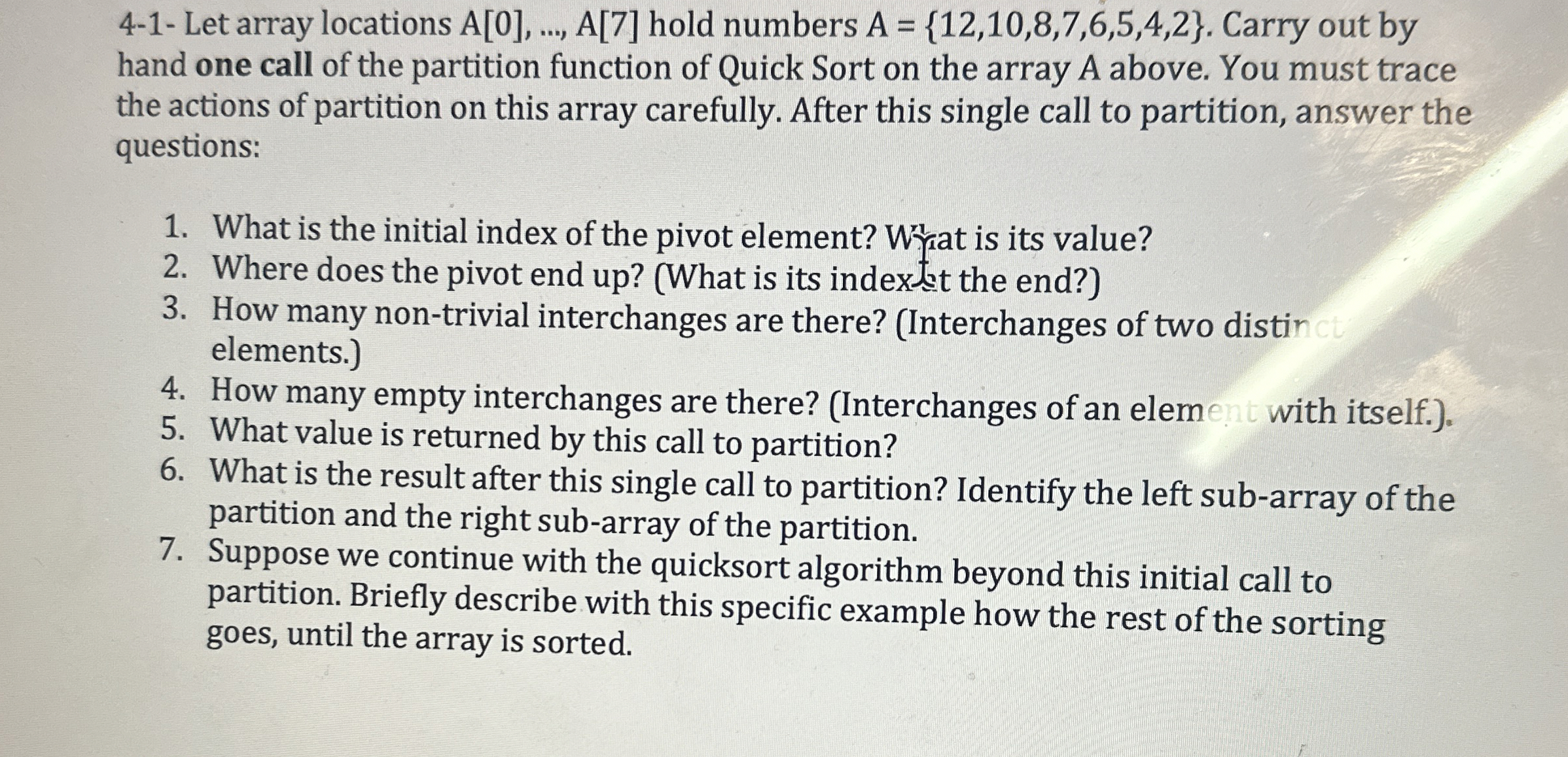 4 - 1 - Let array locations A [ 0 ] , dots, A [ 7