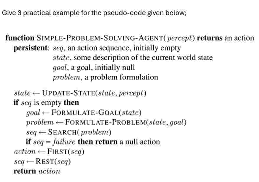 Give 3 practical example for the pseudo - code