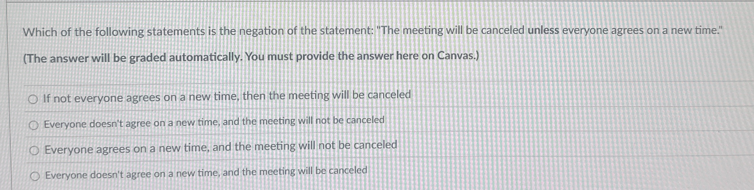 Which of the following statements is the negation