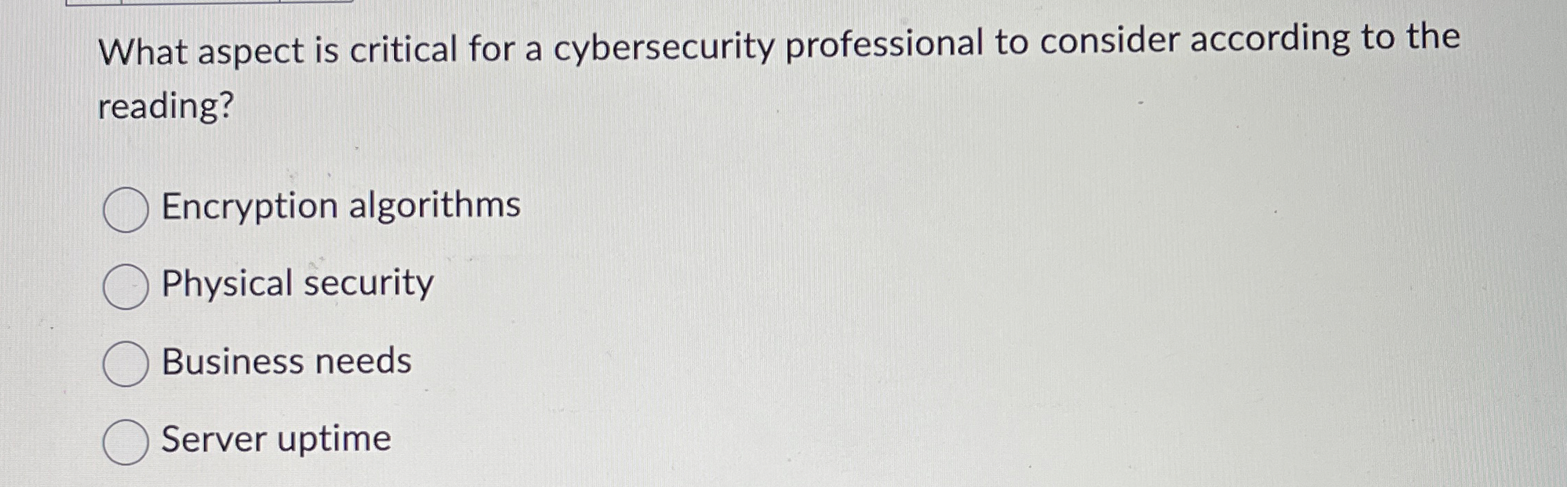 What aspect is critical for a cybersecurity