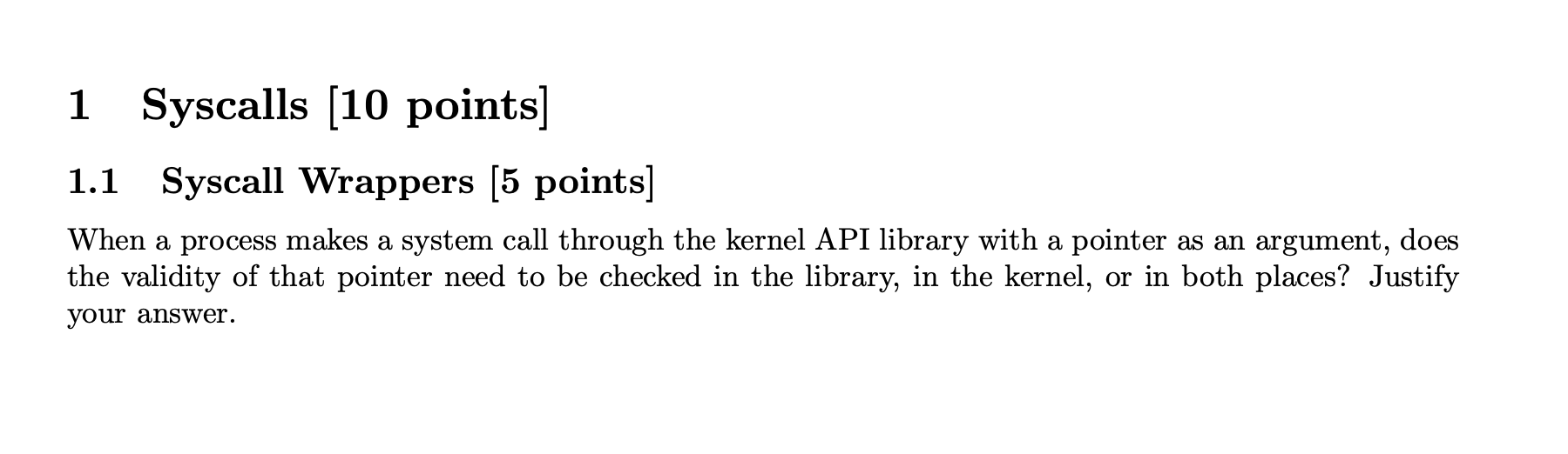 1 Syscalls [ 1 0 points ] 1 . 1 Syscall Wrappers