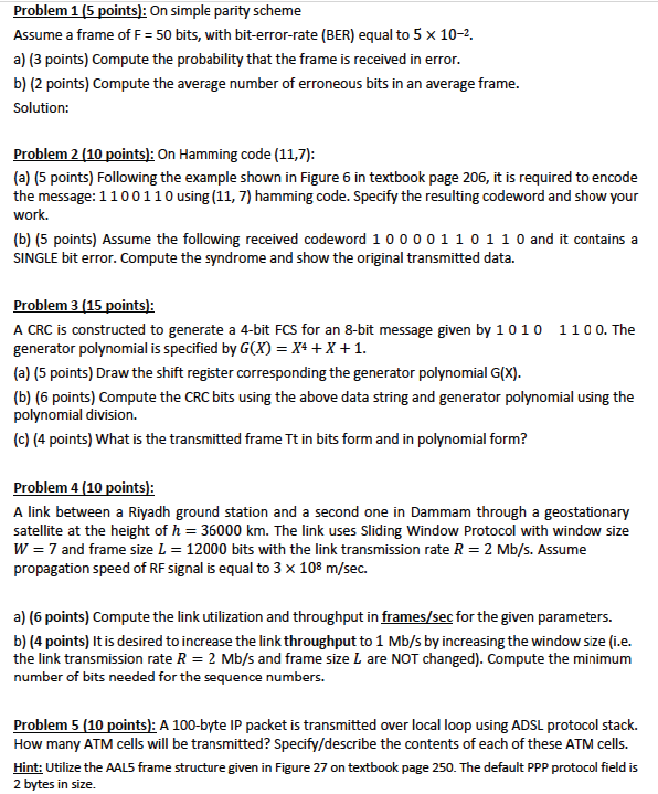 Problem 1 ( 5 points ) : On simple parity scheme