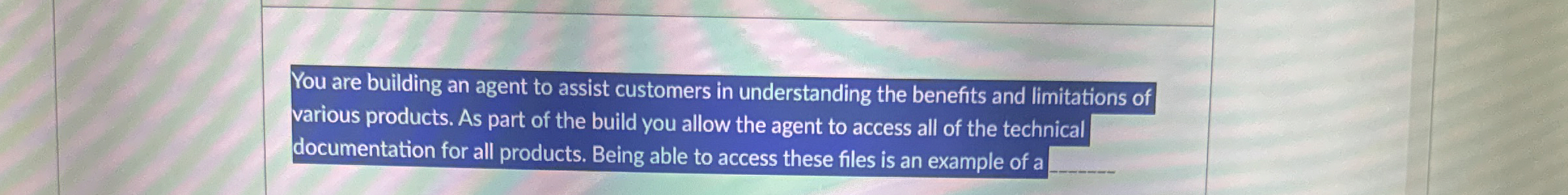 You are building an agent to assist customers in