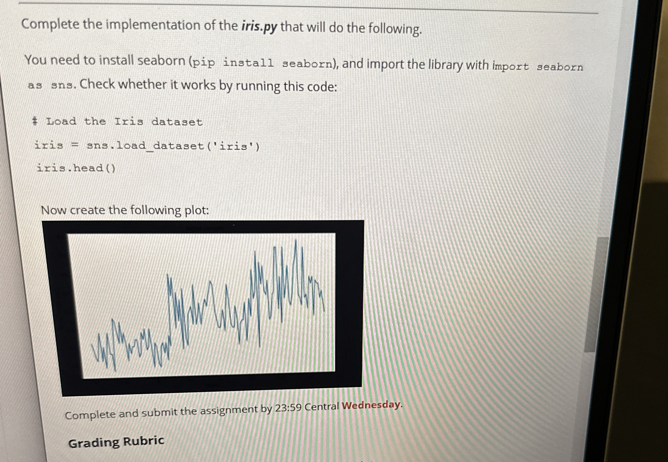 Complete the implementation of the iris.py that