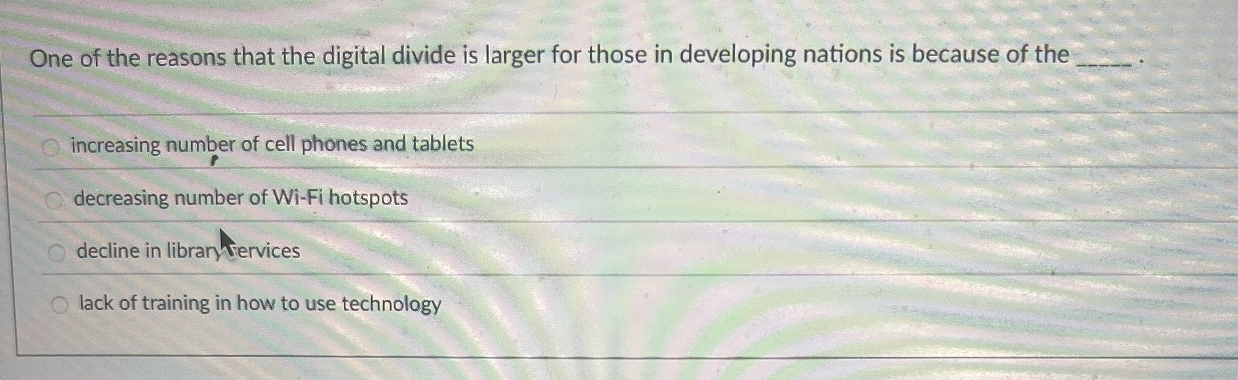 One of the reasons that the digital divide is