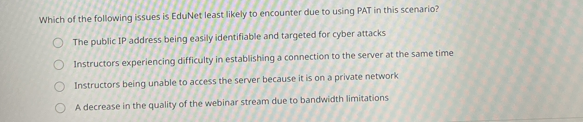 Which of the following issues is EduNet least