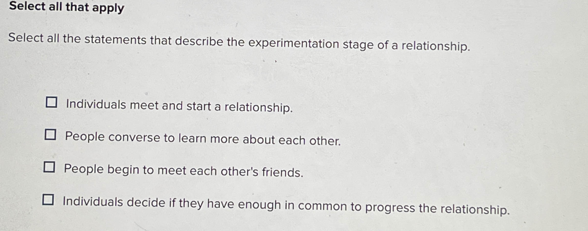 Select all that apply Select all the statements