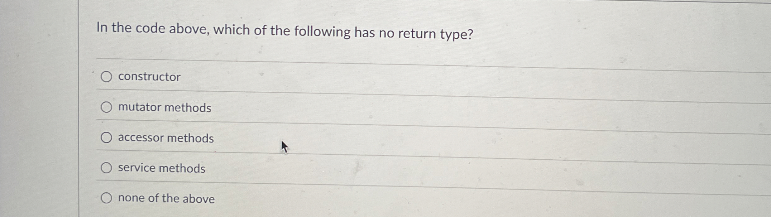 In the code above, which of the following has no