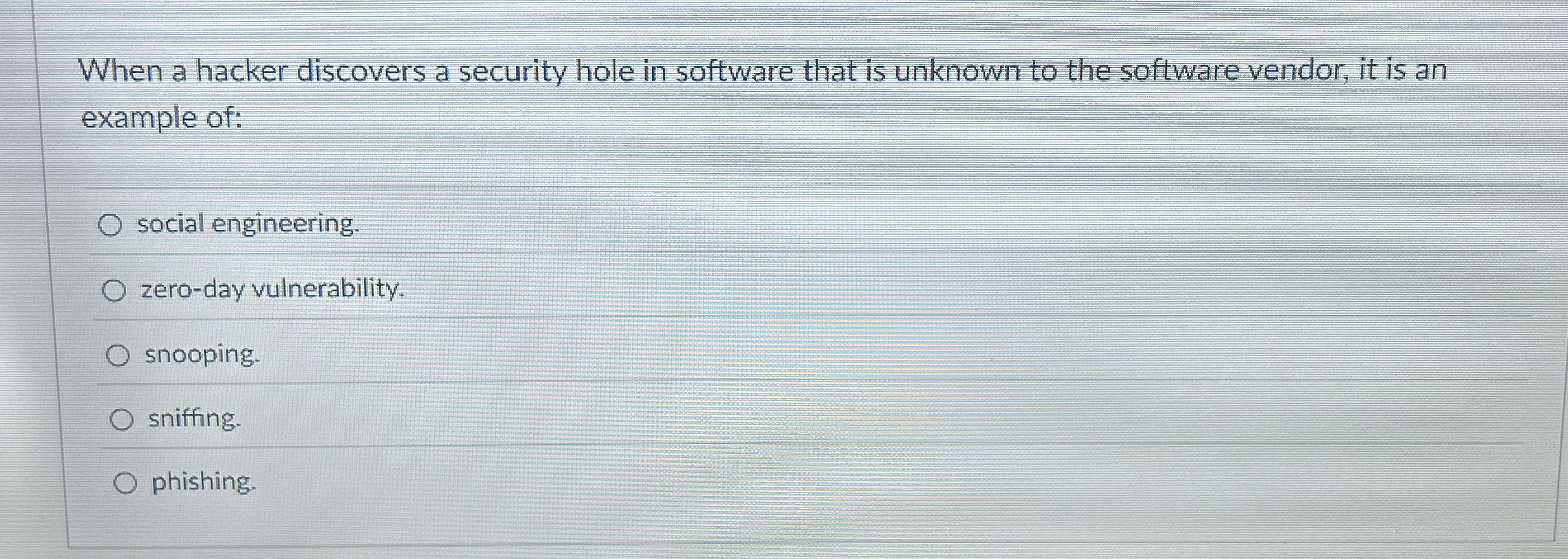 When a hacker discovers a security hole in