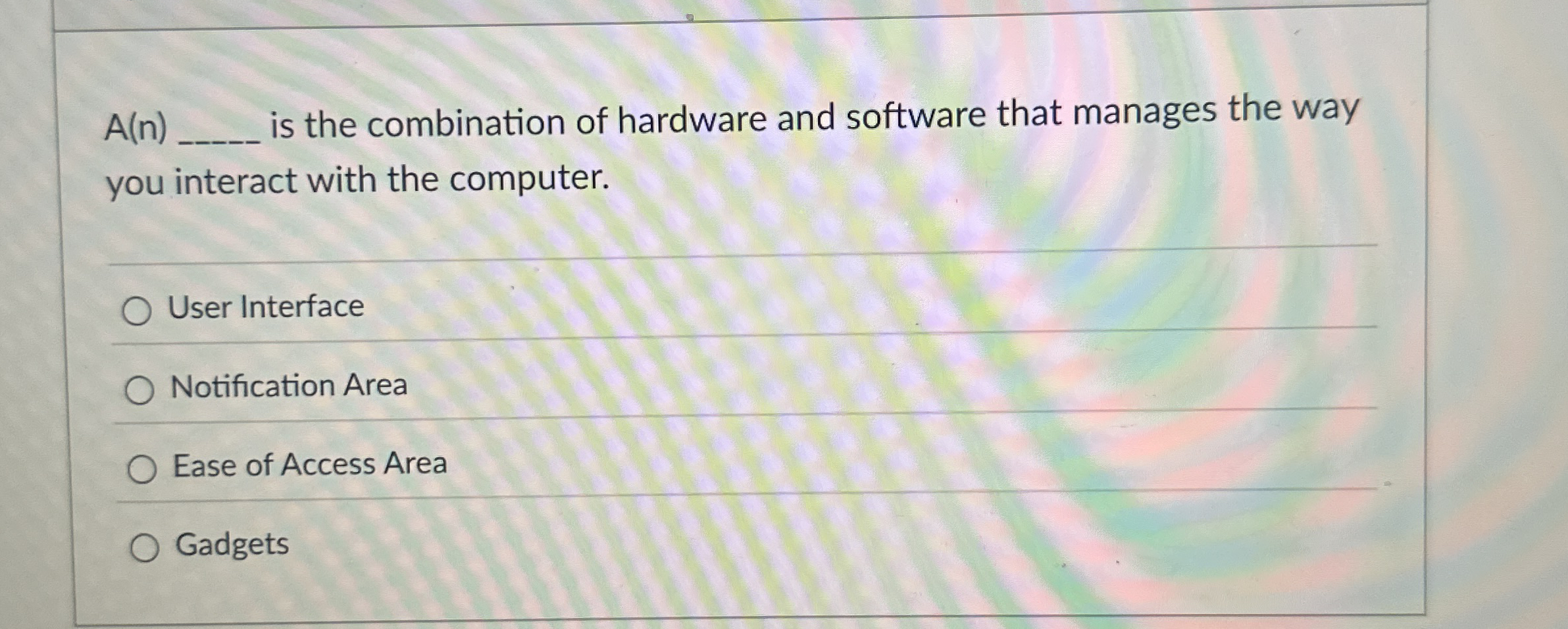 A ( n ) is the combination of hardware and