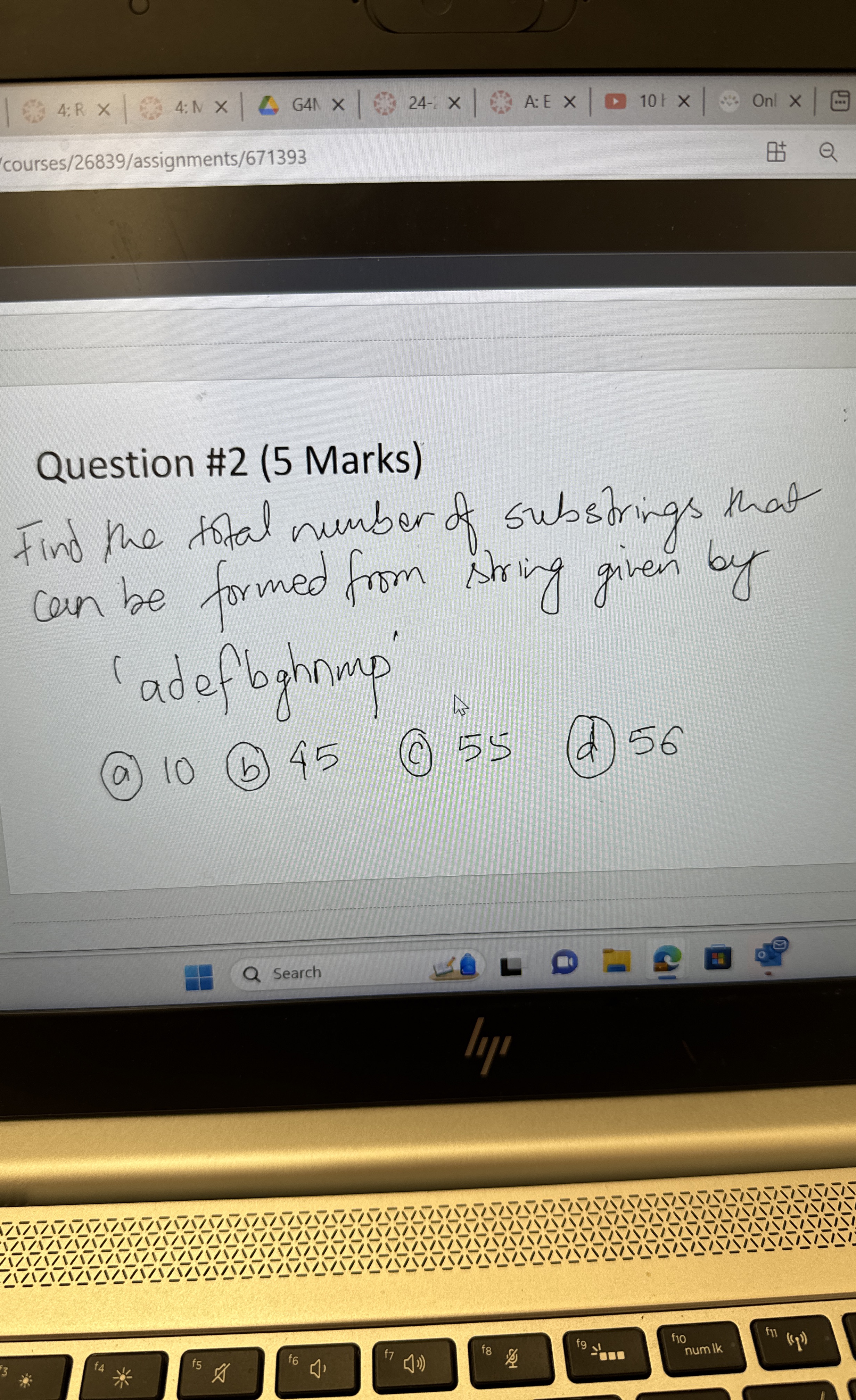 Question # 2 ( 5 Marks ) Find the total number of