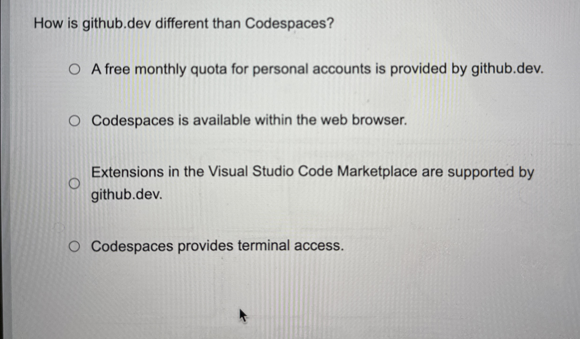 How is github.dev different than Codespaces? A