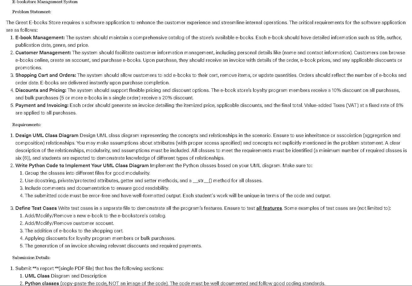 E - bookstore Management System Problem