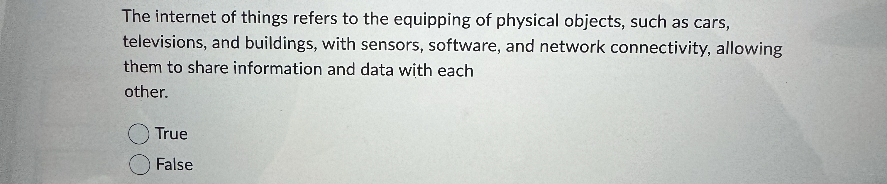 The internet of things refers to the equipping of