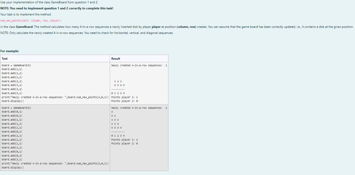 Use your implementation of the class GameBoard