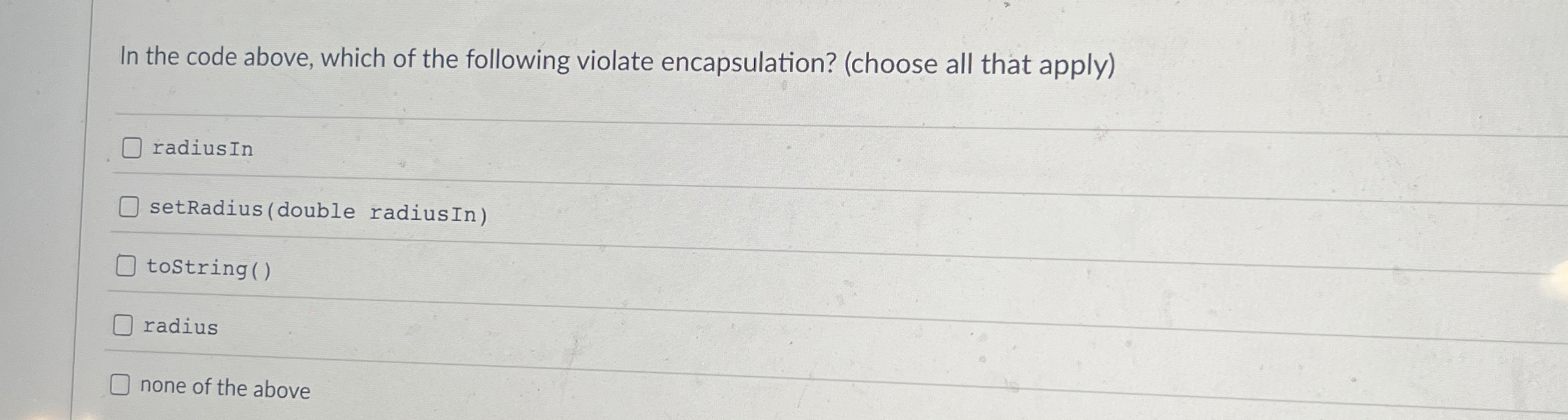 In the code above, which of the following violate