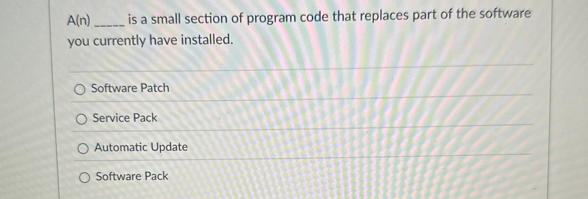 A ( n ) is a small section of program code that