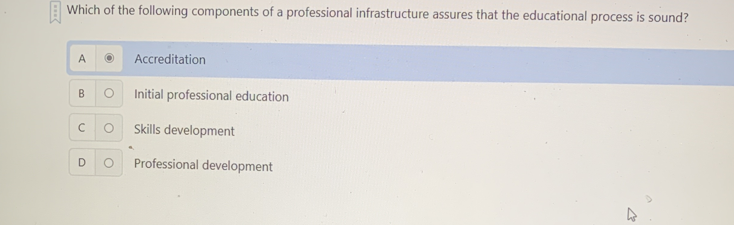 Which of the following components of a