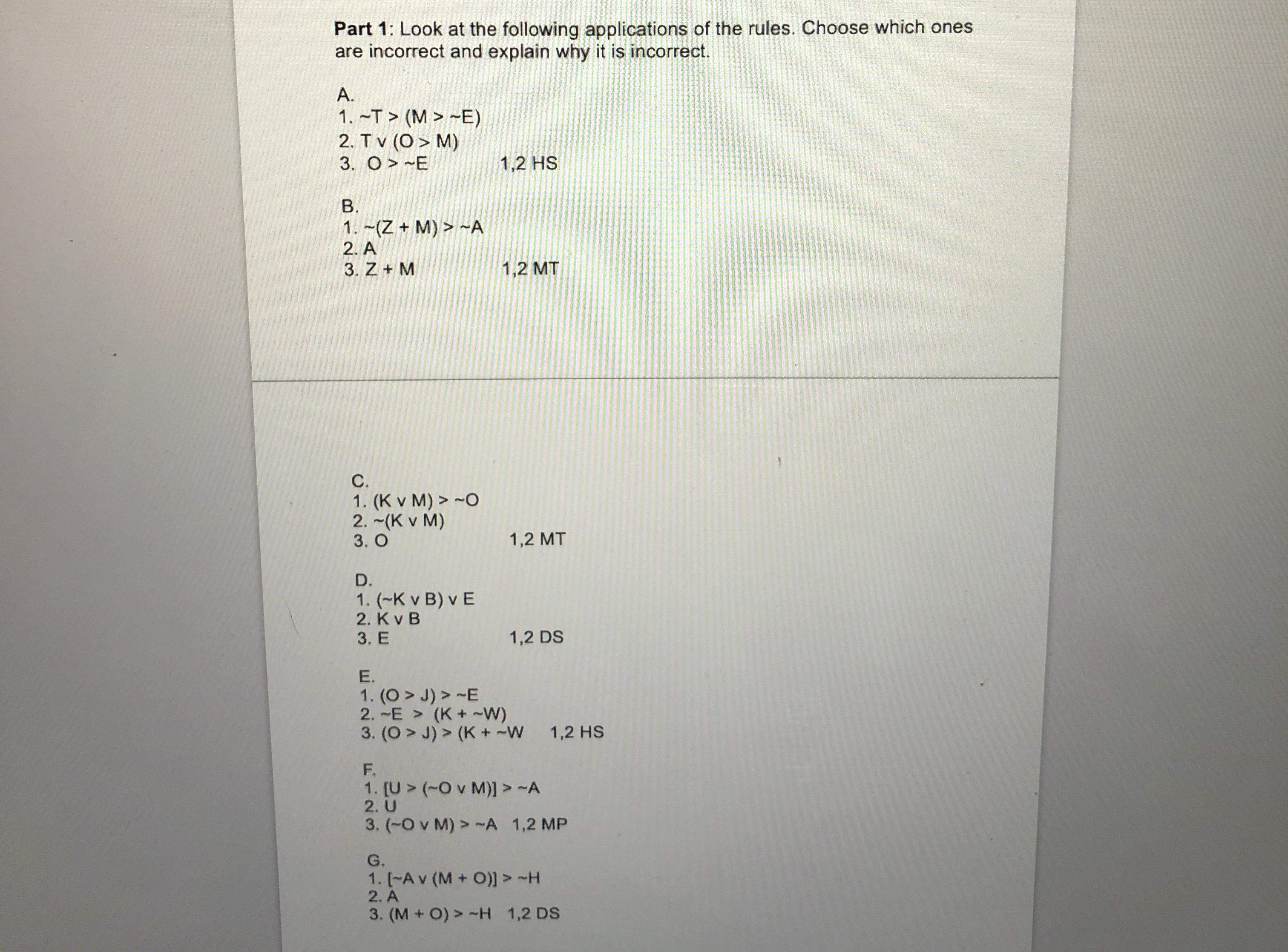 Homework 2 ( over 6 . 4 ) : Regular Truth Tables