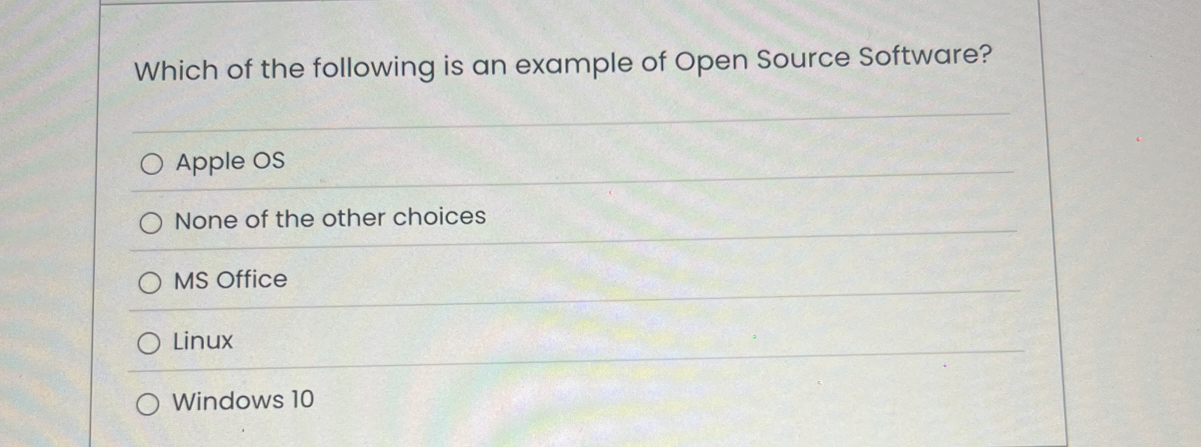 Which of the following is an example of Open