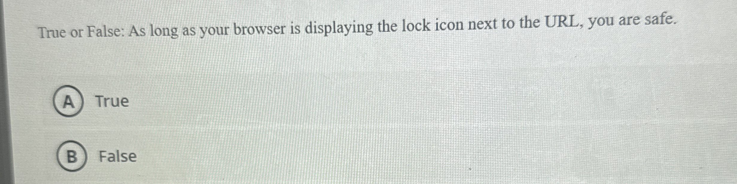 True or False: As long as your browser is