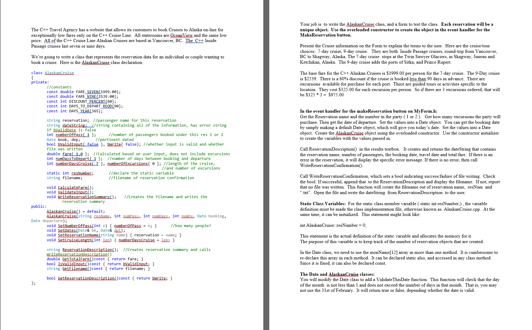 The C + + Travel Agency has a website that allows