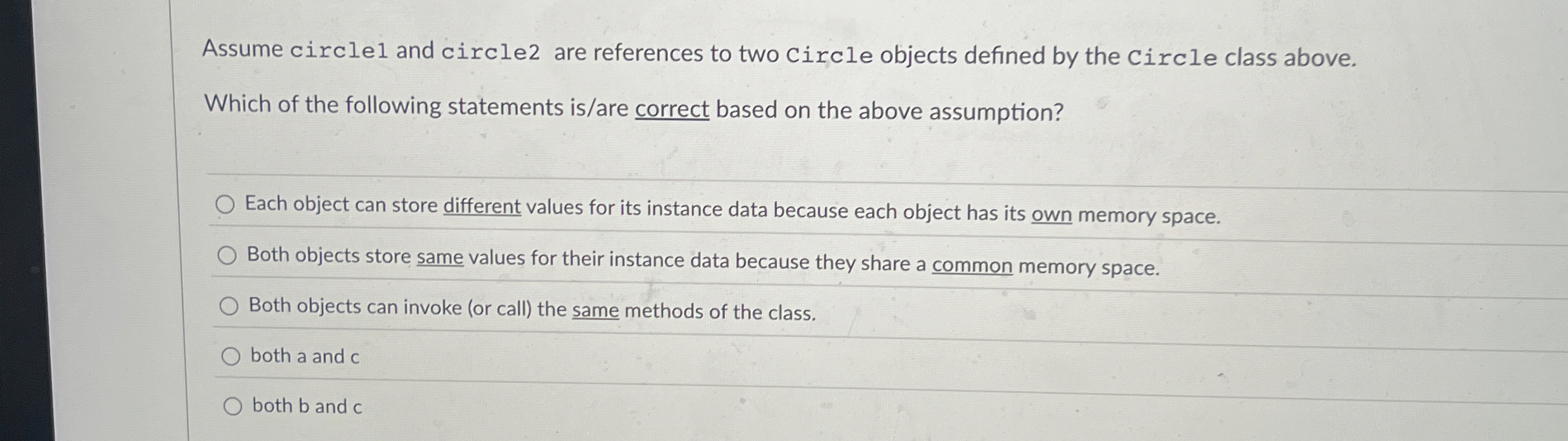 Assume circlel and circle 2 are references to two