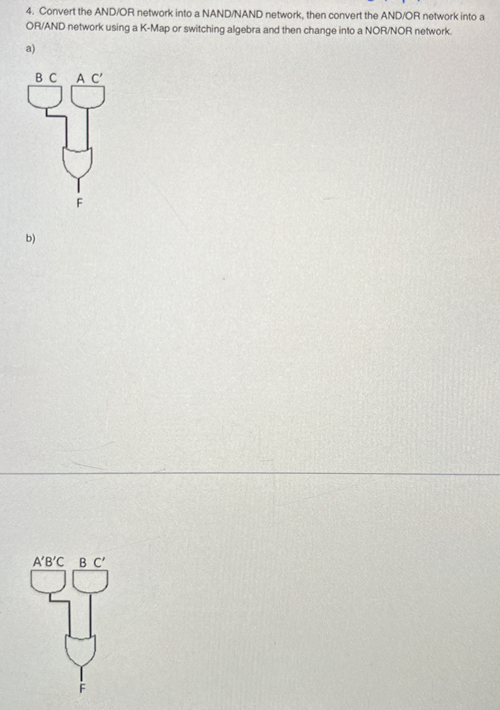 Convert the AND / OR network into a NAND / NAND