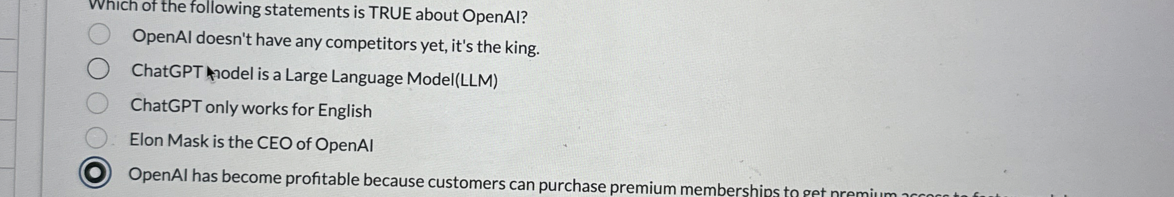 Which of the following statements is TRUE about