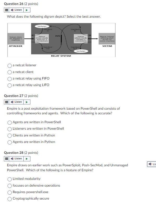 Question 2 6 ( 2 points ) What does the following