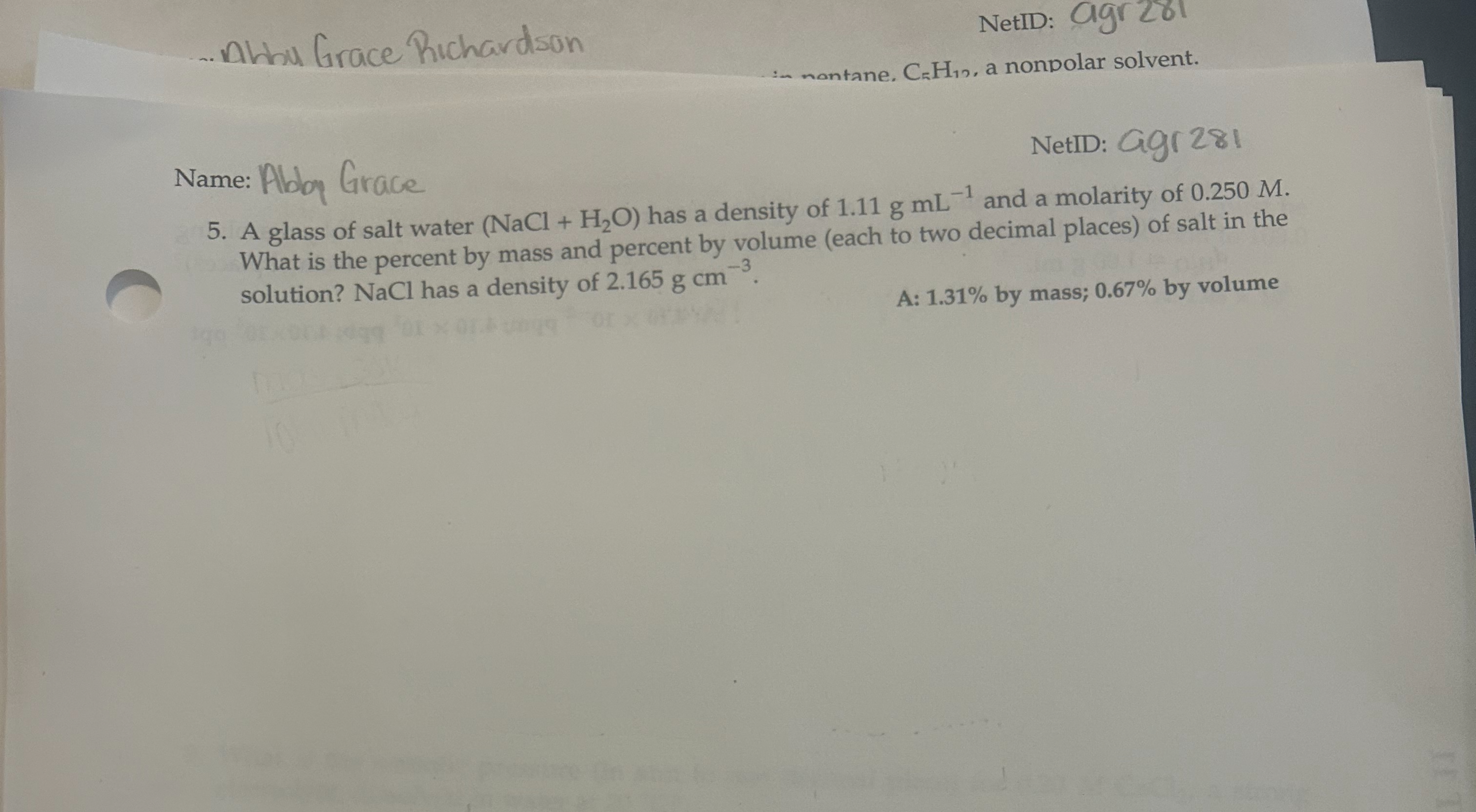 what is the percent by mass