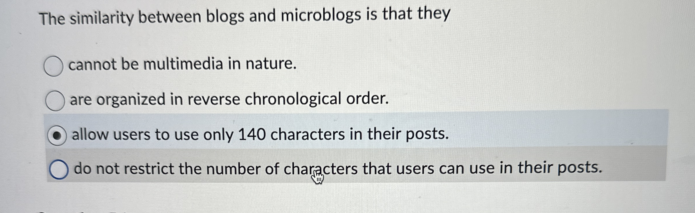 The similarity between blogs and microblogs is