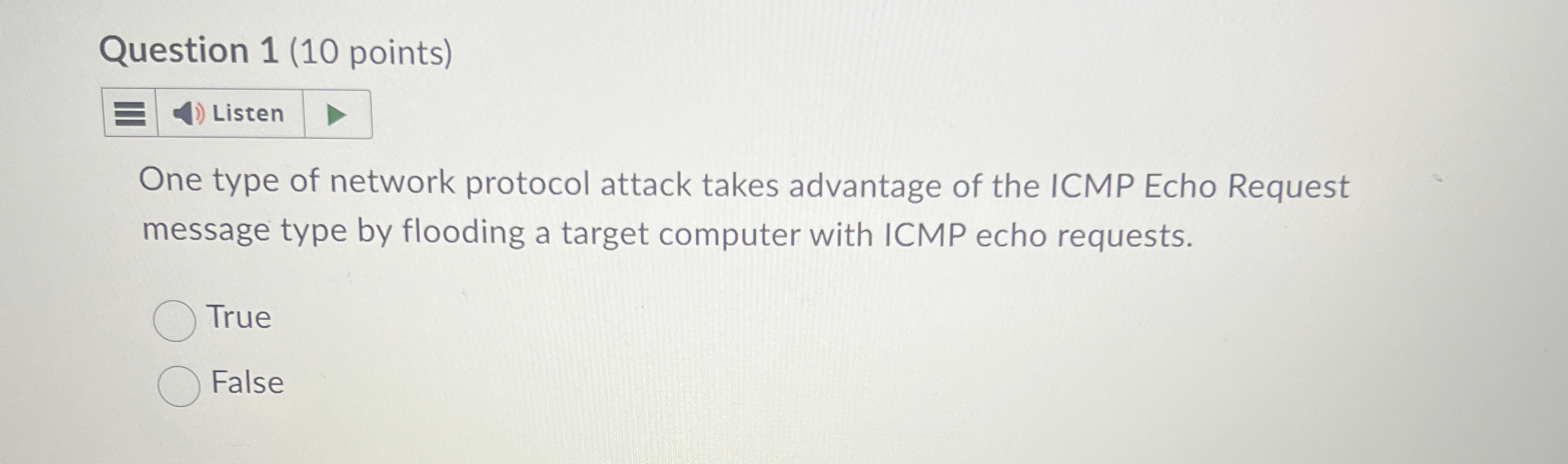 Question 1 ( 1 0 points ) ne type of network