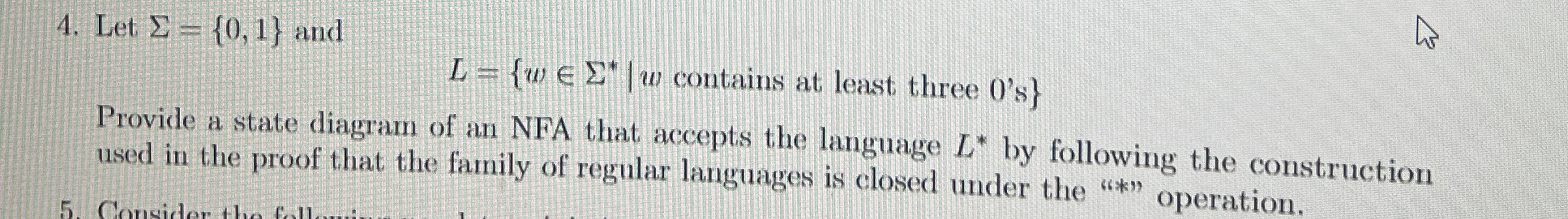 Let = { 0 , 1 } and L = { w i n * * | w contains
