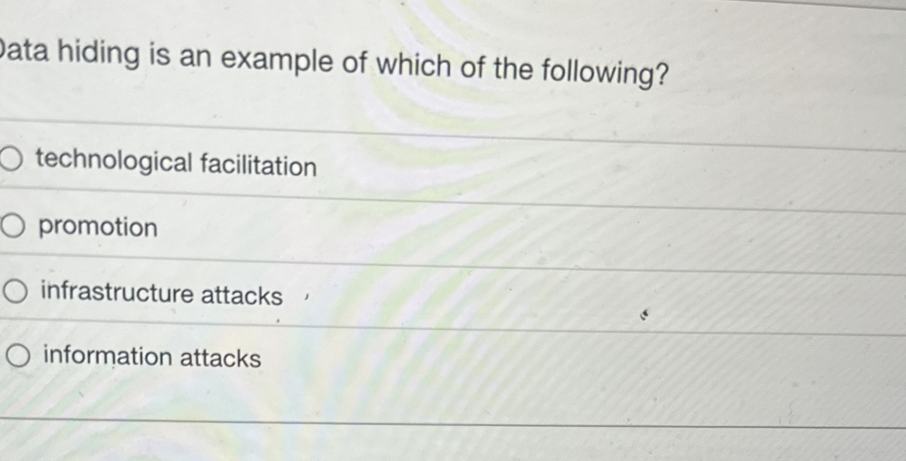 ata hiding is an example of which of the