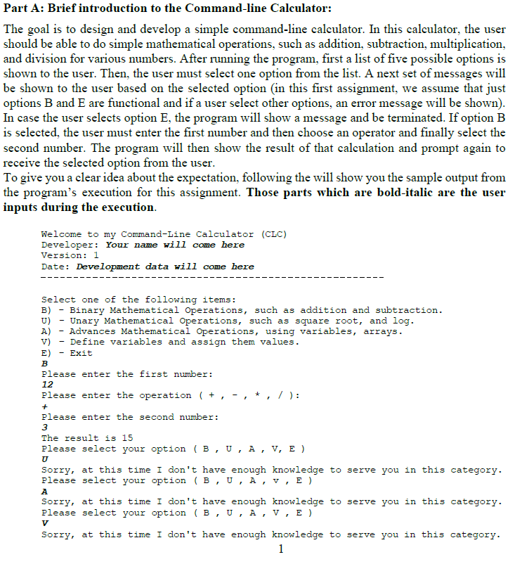 Part A: Brief introduction to the Command - line