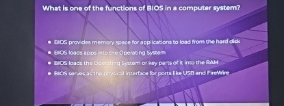 What is one of the functions of Bios in a