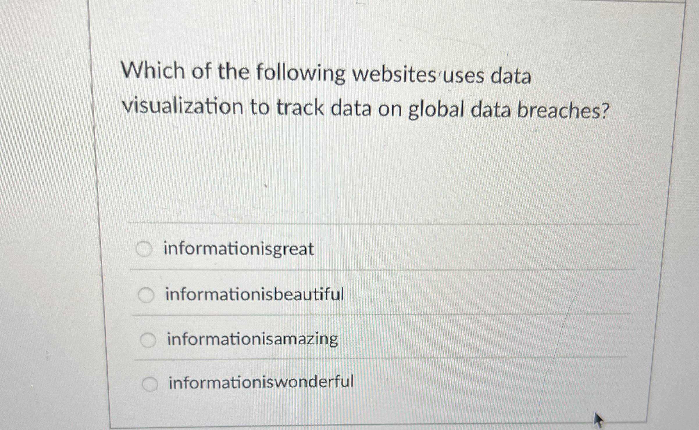 Which of the following websites uses data