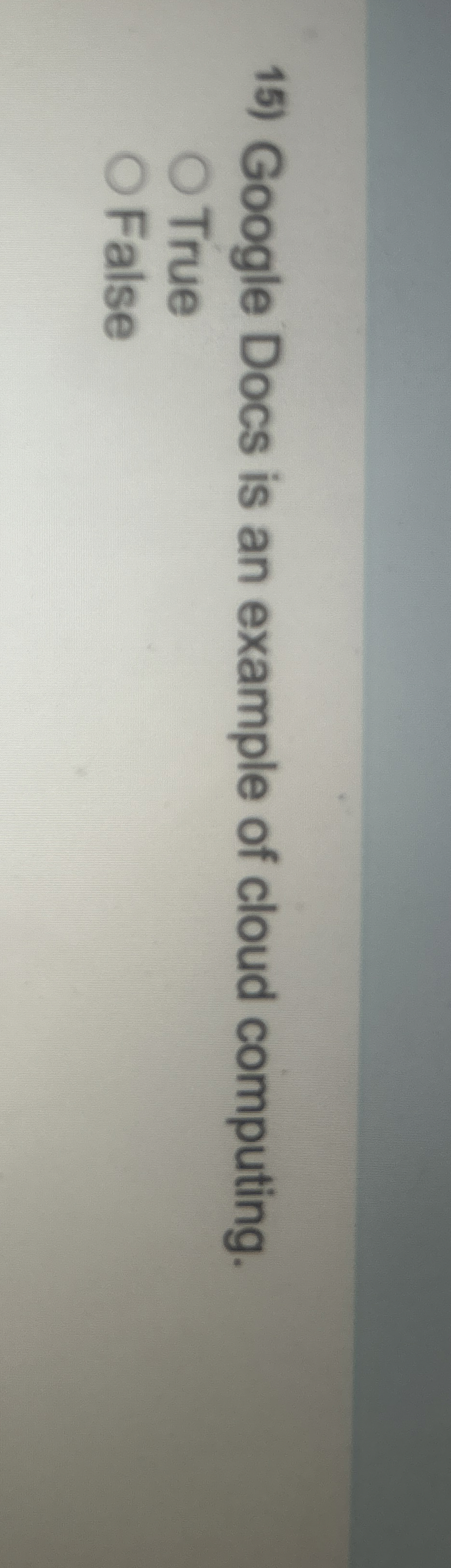 ? 1 5 Google Docs is an example of cloud