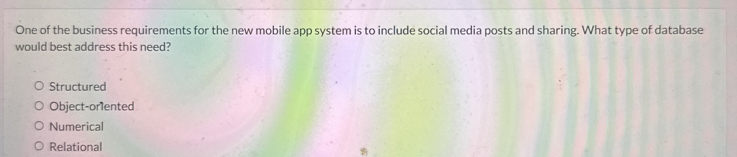 One of the business requirements for the new